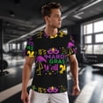 thumbnail image 3 of Wukai Mardi Gras with Flamingo Print Men's Short-Sleeved Mesh T-Shirt,Quick-Dry Short Sleeve Workout T-Shirt-3X-Large, 3 of 8