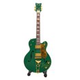 thumbnail image 3 of Modelo de guitarra eléctrica en miniatura de madera verde con soporte y estuche, réplica de instrumento musical, decoración de 10 pulgadas, 3 of 5
