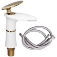 thumbnail image 1 of G1/2 grifo de baño lavabo grifo de lavabo de baño cascada grifo de un solo orificio para casa edificio de oficinas estilo corto blanco y dorado con mango dorado, 1 of 8