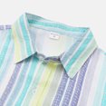 thumbnail image 4 of Camisas Hombre Manga Corta Camisa informal para hombre, camisa con estampado de rayas de lunares, camisa de manga corta con cuello vuelto de un solo pecho, Top a la (Blue, XL), 4 of 5