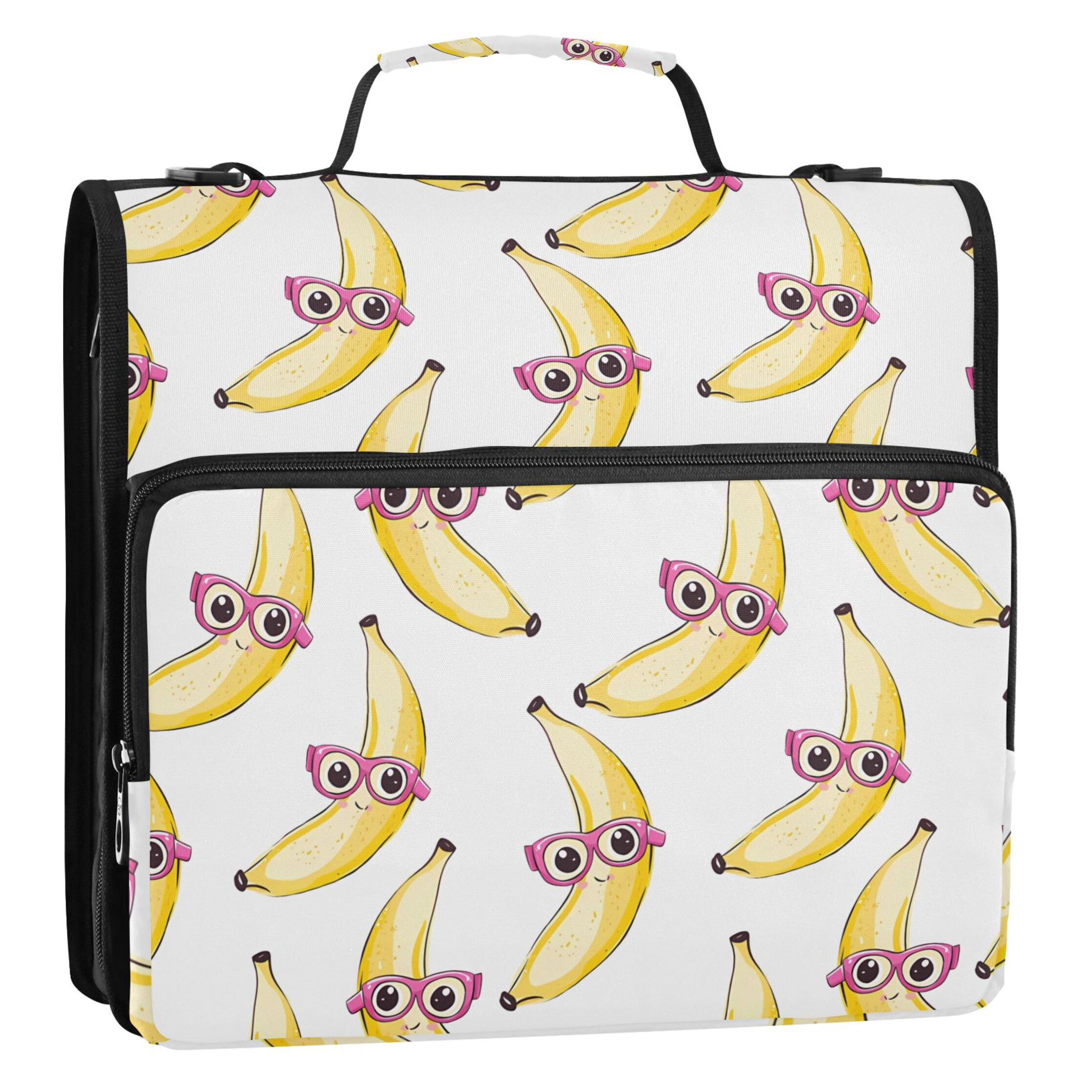 ALAZA Zipper Binder Bananas with Glasses 3 Ring Trapper Keeper File Folder Organizer Bag