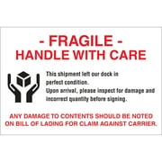 Tape Logic Labels "Fragile - Handle With Care" 4" x 6" Red/White/Black 500/Roll DL3191