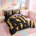 thumbnail image 2 of meiyoeat Girls Baseball Games 7 Pieces Full Size Bedding Sets For Ball Gamer,Colorful Ice Cream Drip Full Size Bed in a Bag For Kids,Black Reversible, 2 of 7