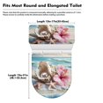 thumbnail image 7 of HELLHERO Seashell Pearl and Hibiscus Keep Dust Stain Elastic Fabric Toilet Top Cover Set, Fits All Toilet Shapes, Soft 17"x21" Elastic Edge, Easy Care, 7 of 7