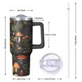 thumbnail image 3 of Whimsical Boho Mushroom Tumbler with Handle Lid Straw, Magical Forest Mushrooms Stainless Steel Insulated Travel Coffee Mug Cup, Psychedelic Trippy Fungi Gift for Women Men, 3 of 5