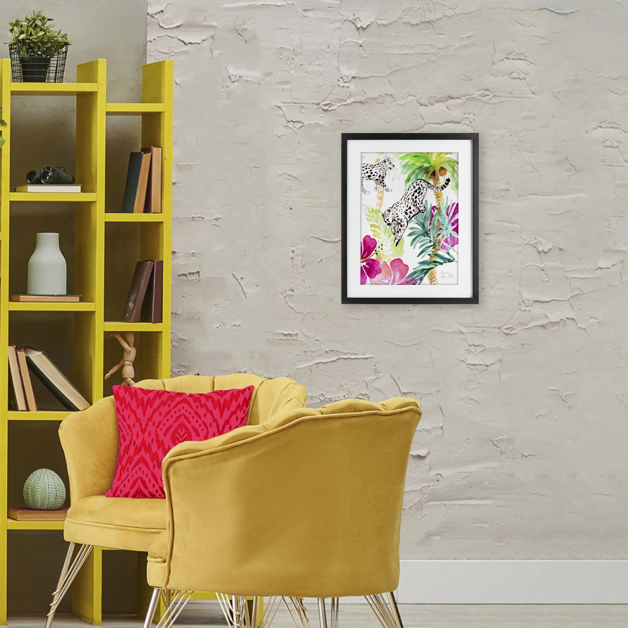 Stupell Industries Tropical Island Cheetahs Black Framed Print Under Glass, design by Lanie Loreth