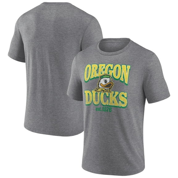 Men's Heather Gray Oregon Ducks Vintage Stack Tri-Blend T-Shirt