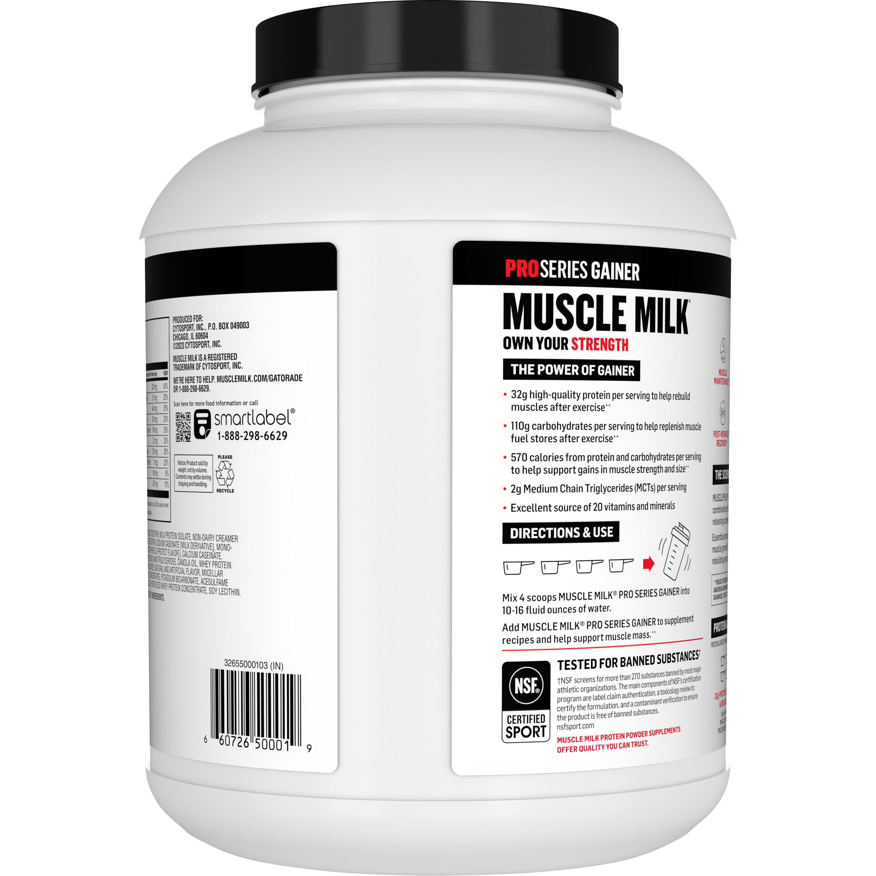 Muscle Milk Gainer Protein Powder, Vanilla Creme, 32g Protein, 5 Pound