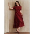 thumbnail image 3 of Red Dress With Short Sleeve And High-Low Ruffled Hem, 3 of 30