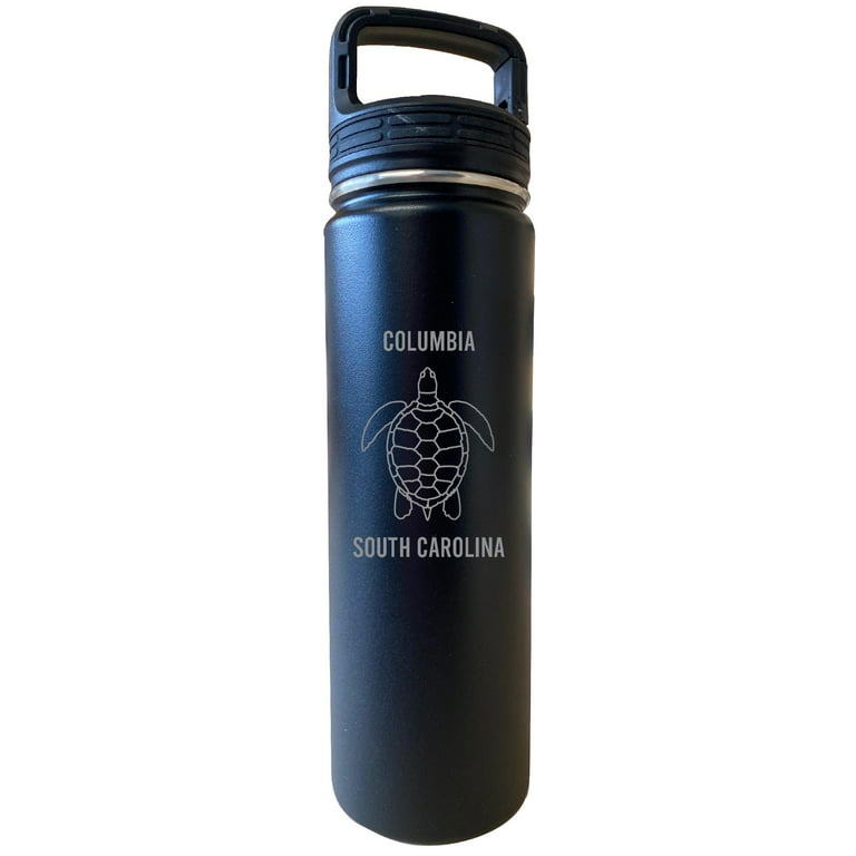 Columbia South Carolina Souvenir 32 Oz Engraved Black Insulated Double Wall  Stainless Steel Water Bottle Tumbler 