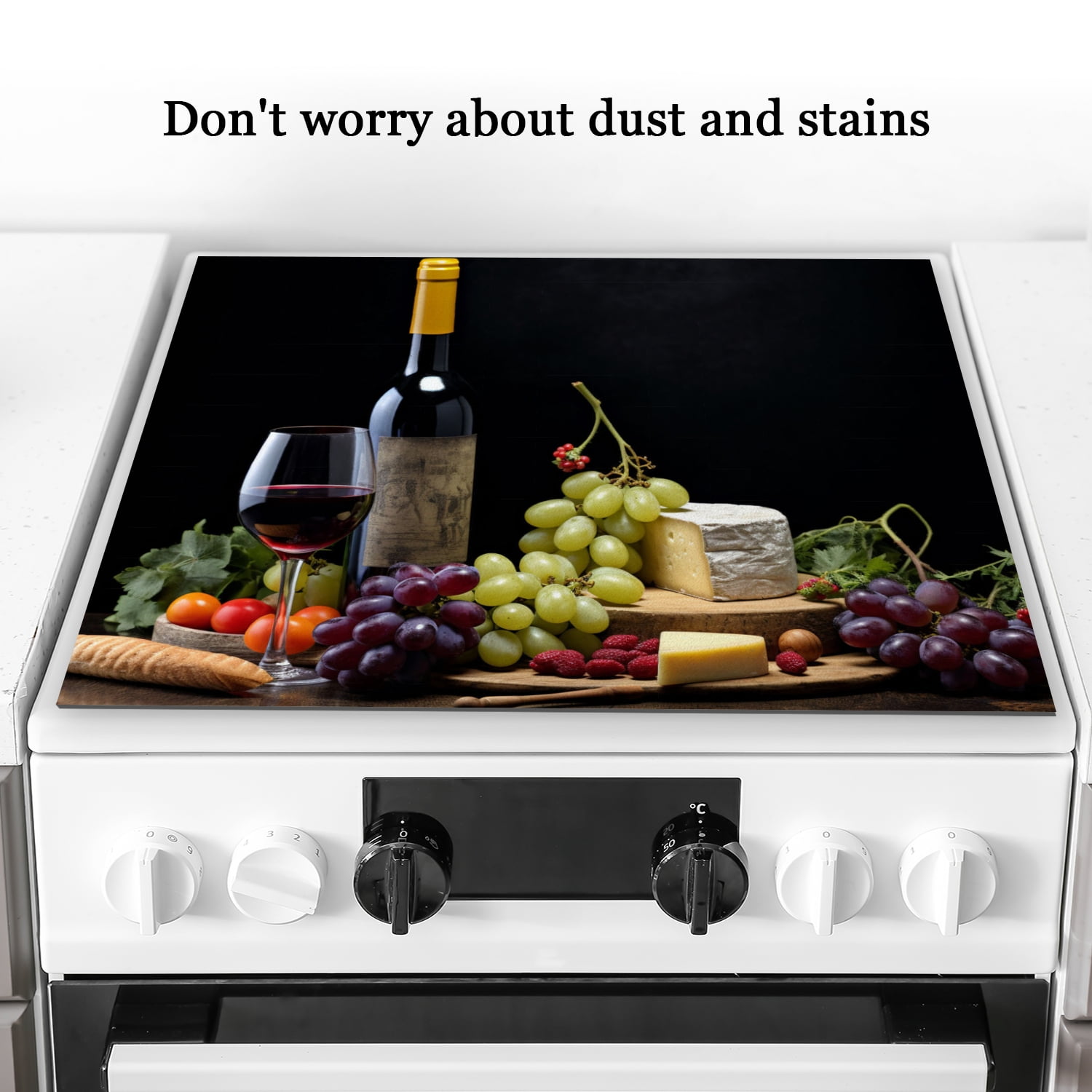 Electric Stove Top Cover, Vintage Wine Glass, Square Foldable Glass Stove Top Protector Mat for Kitchen RV (28×20 Inch)