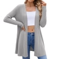 thumbnail image 7 of Cardigan Sweaters for Women Zaewscy Women's Solid Color Long Sleeve Open Front Cardigan Jacket Gray L, 7 of 7