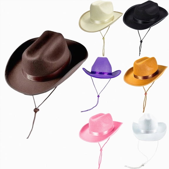 felwors Toddler Girls Cowboy Hat, Personalized Western Hat with Leather Hatband, Felt Cowboy Hat