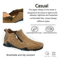 thumbnail image 2 of Men's Leather Boots Outdoor Zipper Slip on Chukka High Outdoor Lightweight Classic Casual Comfortable Fashion Loafers For Walking 7 US Brown, 2 of 7