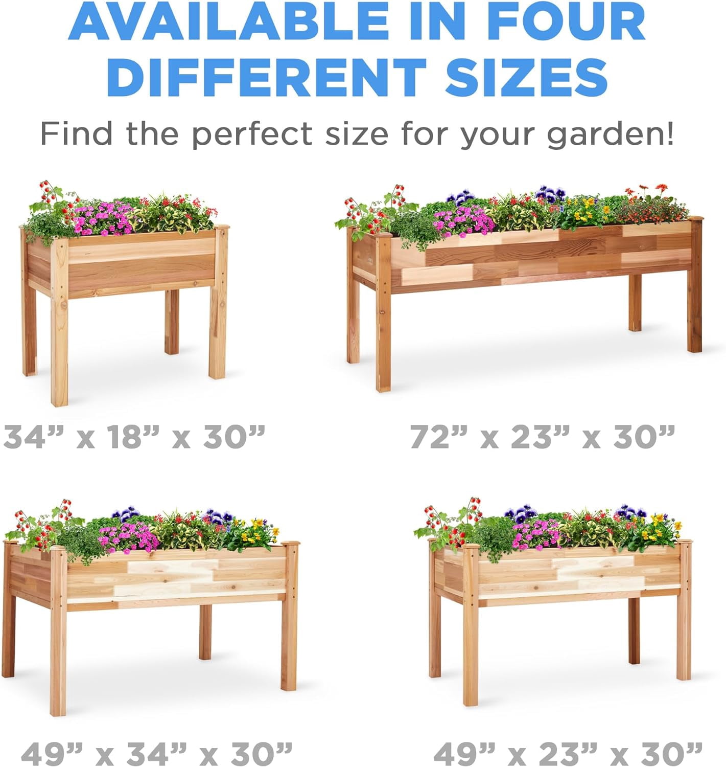 Jumbl Raised Garden Bed, 72 x 23 x 30 in, Canadian Cedar Wood Herb Garden Planter with Legs