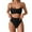 Black, variant on Women's 2 Piece Floral Print Bikini Sets Crew Neck Swimsuits High Waisted Bathing Suit Beach Summer Swimwear L