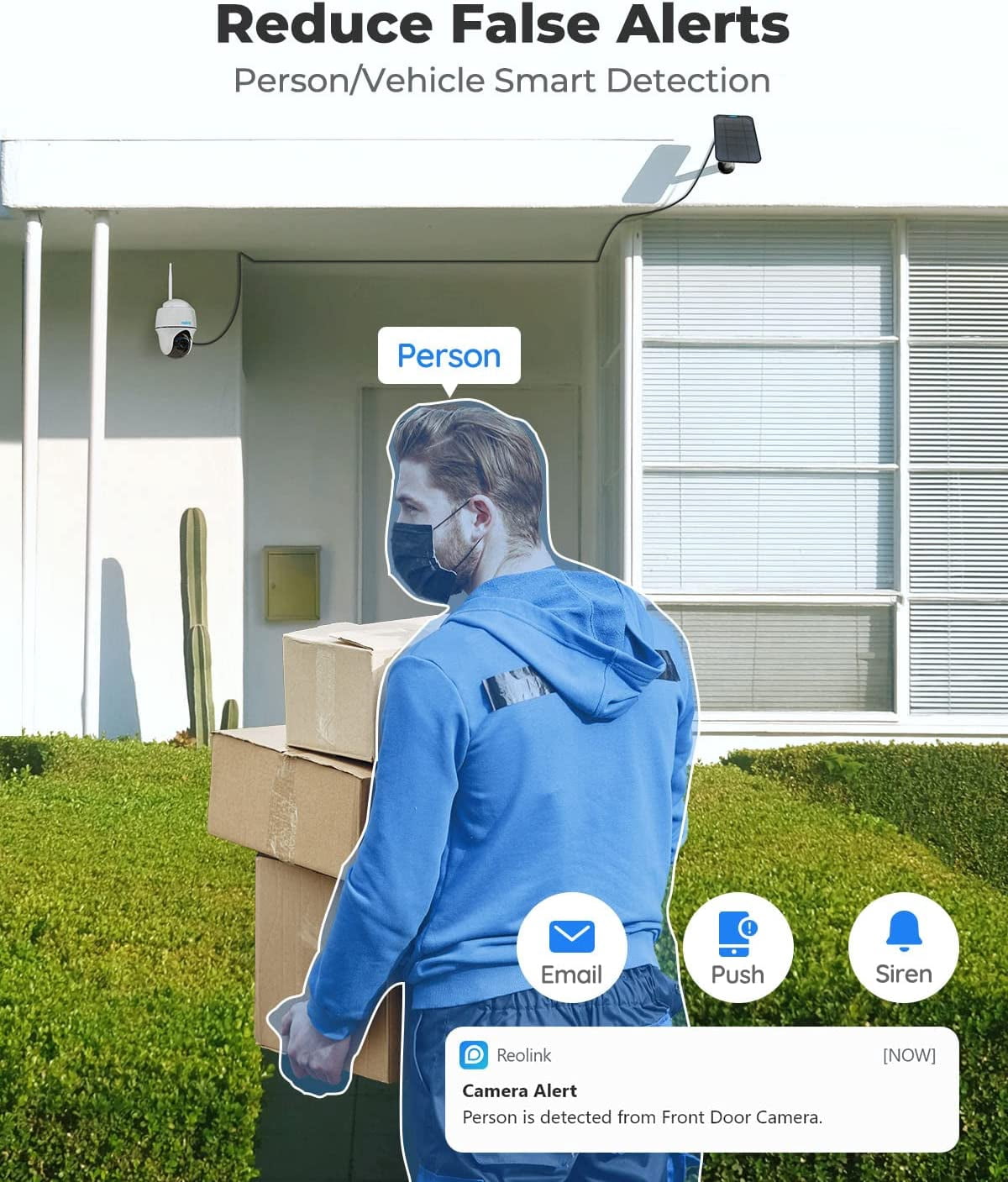 Reolink Argus PT Black Solar Panel, 2K Wifi Security Camera Wireless Outdoor, Pan Tilt Night Vision, Support Google Assistant/Alexa
