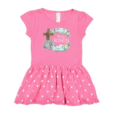 

Inktastic Easter He Has Risen with Cross and Flowers Gift Baby Girl Dress