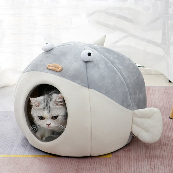 Hongchun Indoor cat bed - cat bed hole, with padded washable removable pillow, comfortable and soft cat hole, cute and friendly Cat and dolphin cat room, non-deformed pet bed