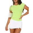 thumbnail image 4 of Gupgi Women Crop Top Basic Slim T-Shirts Summer Solid Color Tees, 4 of 9