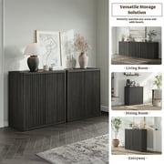 SICOTAS 103.8 Extra Long Black Sideboard Buffet Cabinet with Storage ,Modern Sideboard Buffet with Adjustable Shelf & Pop-up Door Large Coffee Bar Cabinet for Dining Room Living Room