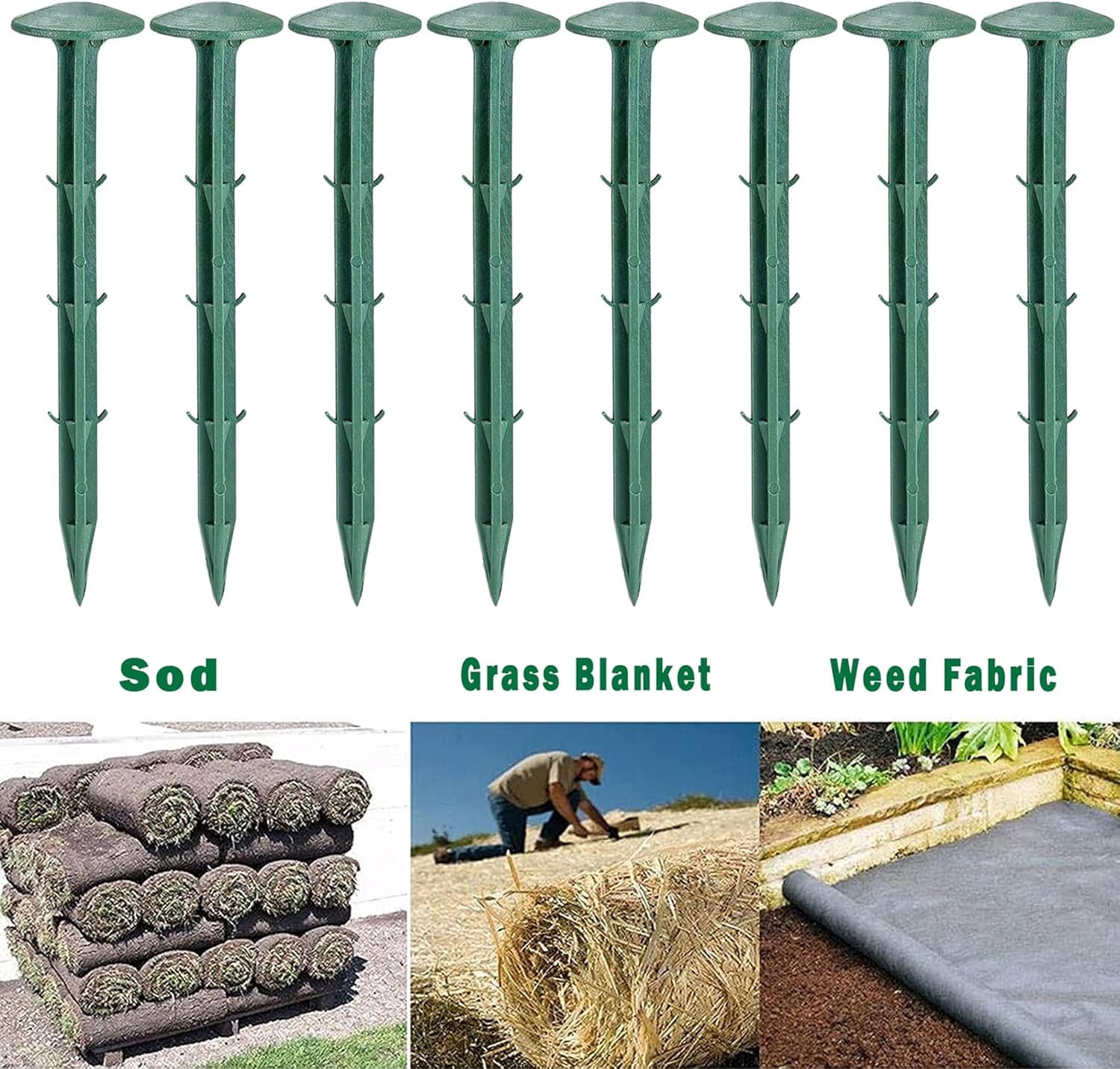 ABPETE plastic stakes,6 Inch Plastic Garden Lawn Stakes, Landscape Anchors Rustproof Spikes for Ground Lawn Edging, Weed Fabric, Tarp, Christmas Yard Decor, Camping Tent (100 pack)