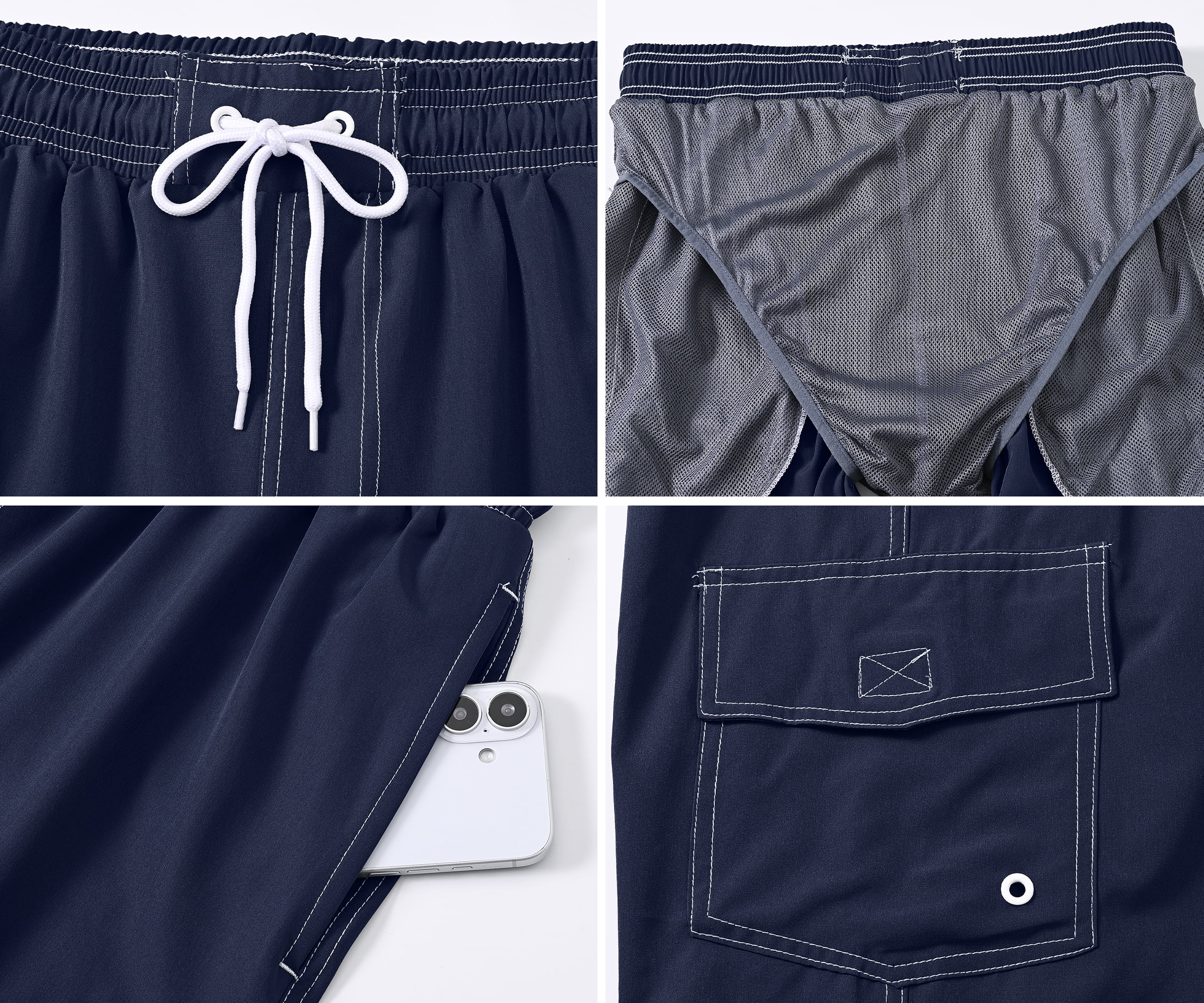 Tyhengta Men's Quick Dry Swim Trunks Mesh Lining Beach Board Shorts with Pockets Navy XL