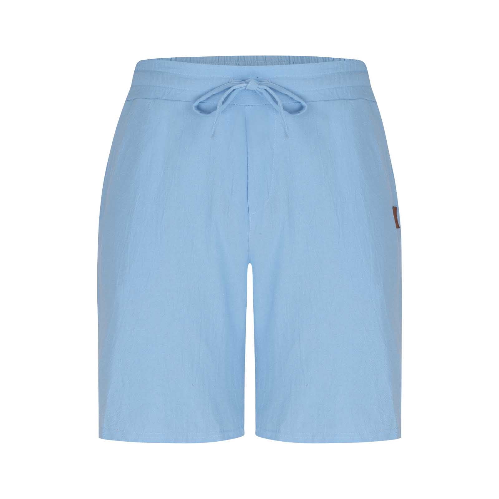 Dagegui Mens Cotton Linen Shorts Casual Drawstring Elastic Waist