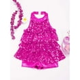 thumbnail image 5 of inhzoy Girls Shiny Sequined Gymnastic Leotard Modern Jazz Latin Ballet Dance Dress Ruffles Tutu Skirts Rose 6, 5 of 8