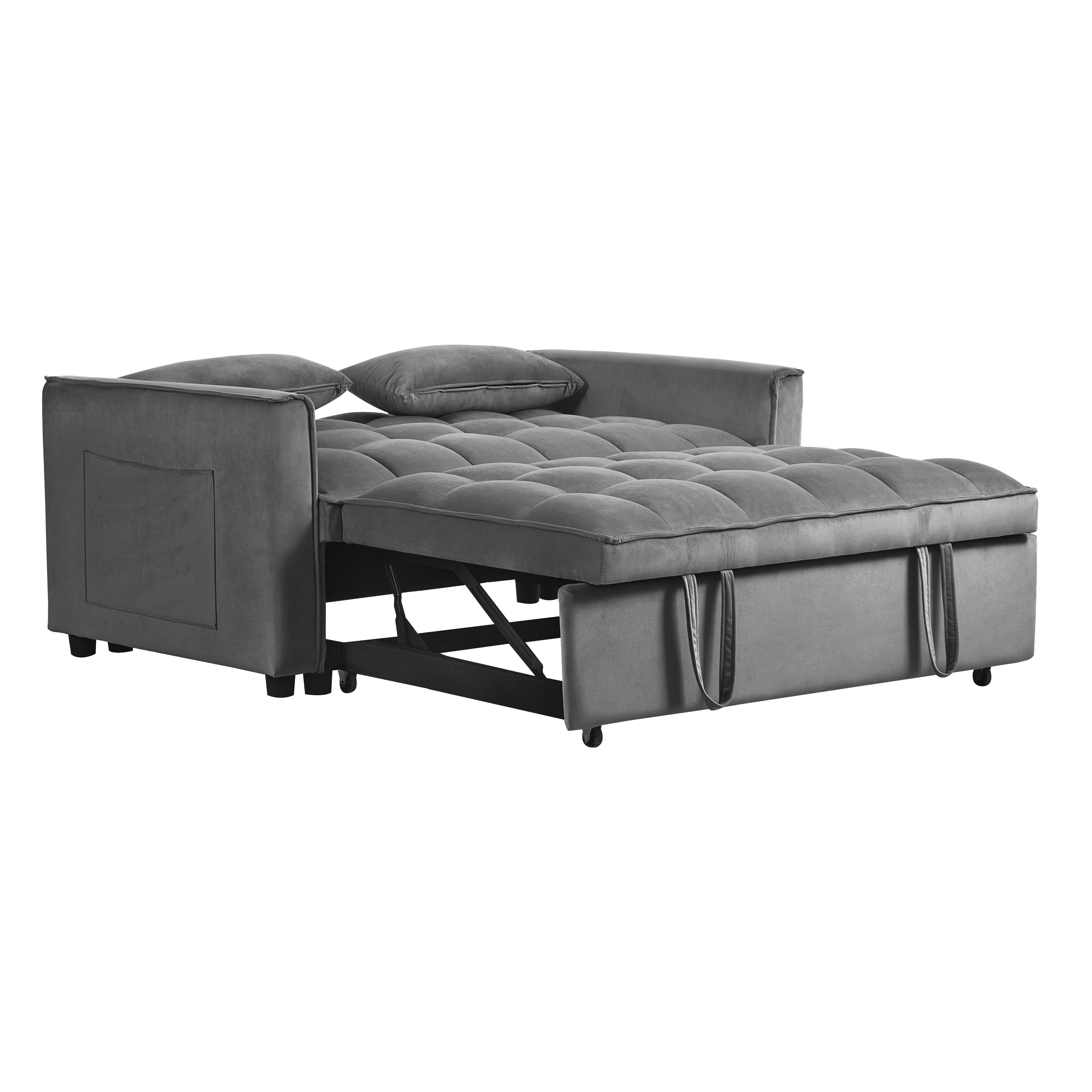 MAYEERTY 3-in-1 Velvet Convertible Sleeper Sofa Bed with Adjustable Backrest Pull-Out Couch for Living Room Apartment Small Space
