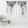 thumbnail image 2 of Purple Wisteria Floral Small Kitchen Curtains Lilac Window Treatment Rustic Flower Blossom Wooden Country Cafe Short Window Curtains for Bathroom Dining Room Tier Drapes 27.5x39 inch, 2 of 6