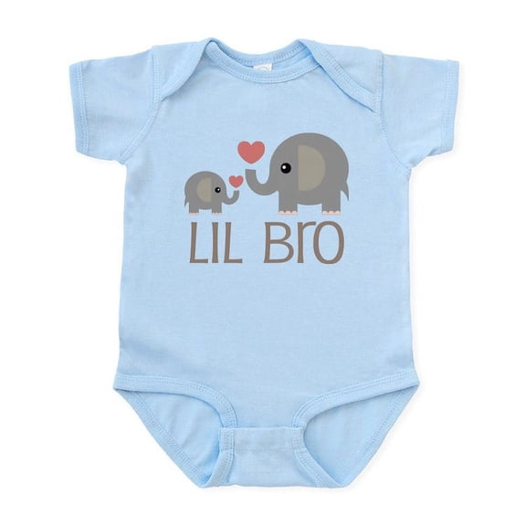 CafePress - Lil Bro Elephant Matching Siblings Body Suit - Baby Light Bodysuit, Size Newborn - 24 Months