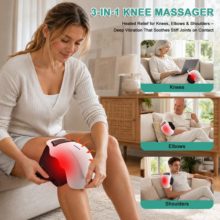 HLTHZONE Pro 4-in-1 Knee Massager with Heat, Vibration, Red Light