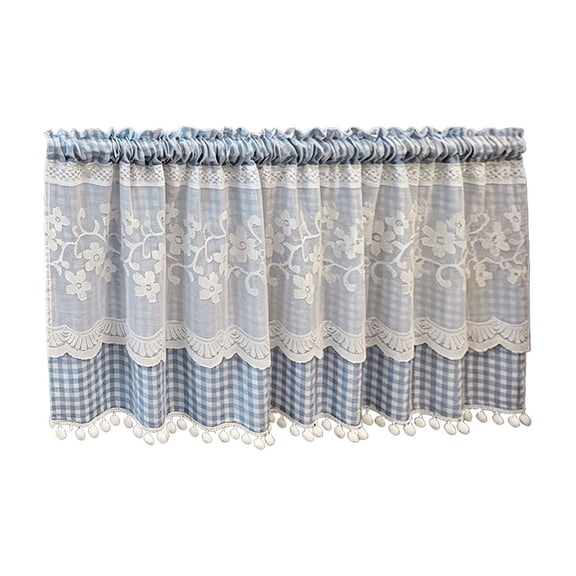 WWG Curtain Valance for Kitchen Window, Semi Sheer Lace Curtain with Scalloped Trim, Rod Pocket Top for Easy Installation, Wrinkle Resistant Washable Fabric for Bedroom Bathroom Home