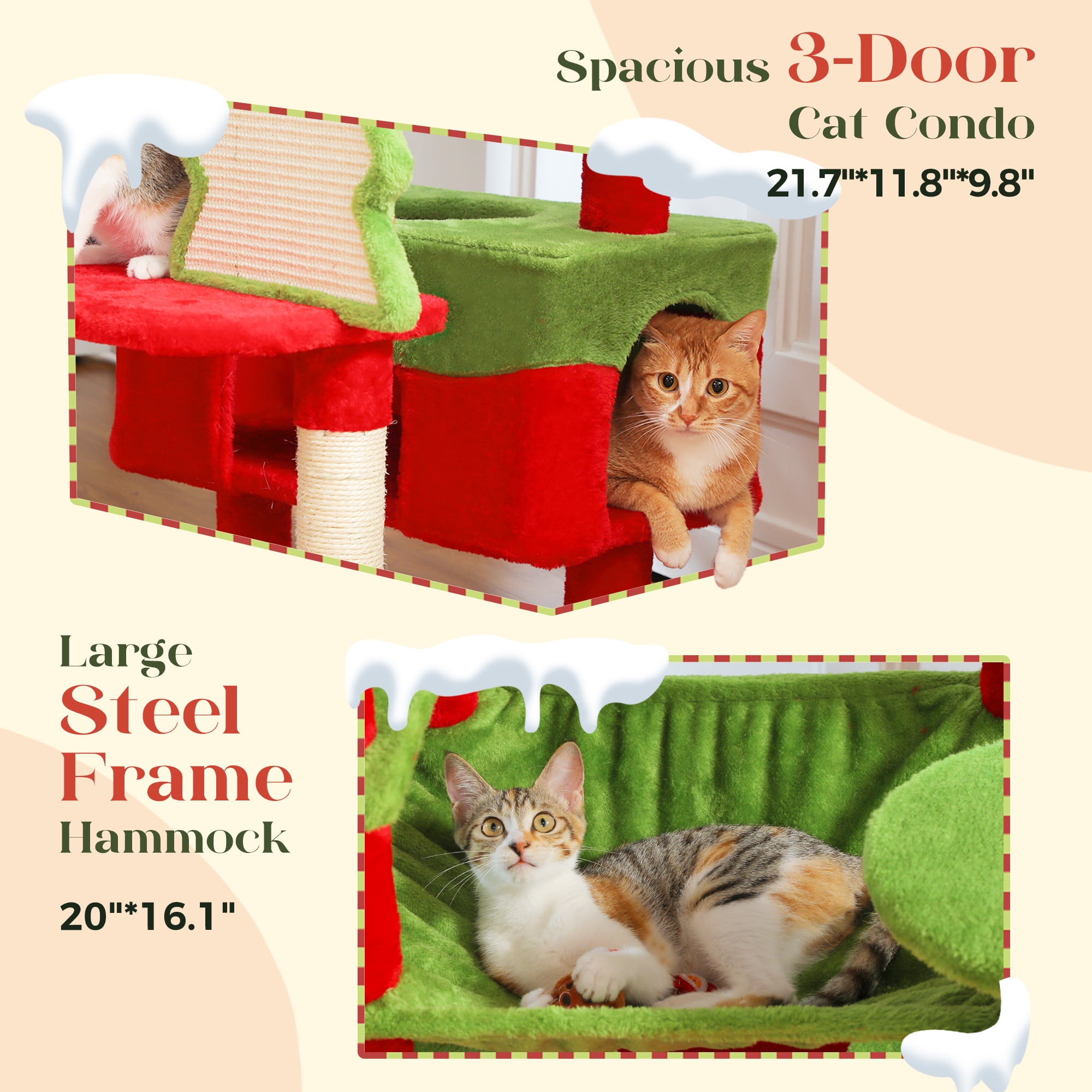 Pawz Road 73" Multi Level Cat tree, Christmas Present for Large Cats, Tall Cat Tower Condo with 7 Scratching Post, Christmas Decor