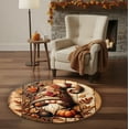 thumbnail image 7 of Uutvery Small Thanksgiving Christmas Round Area Rug 15.75 Inches Dark Blue Reindeer Star Non-Slip Machine Washable Circle Floor Mat for Kitchen Bathroom Decor, 7 of 7