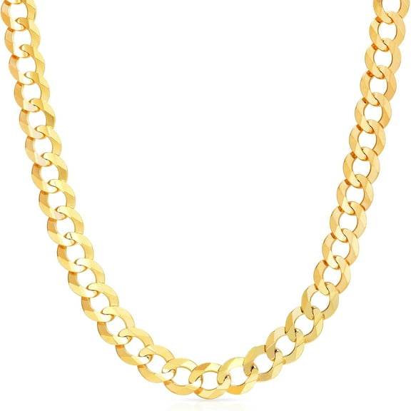 Floreo 14k Yellow Gold 12mm Solid Curb Cuban Chain Necklace