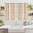 thumbnail image 2 of Orange Gray Botanical Kitchen Curtains 63 Inch Length, Pastoral Spring Summer Leaf Aesthetics Grommet Top Bedroom Living Room Curtains, Light Filtering Cafe Curtain Drapes 2 Panels Set 104''x63'', 2 of 9