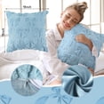 thumbnail image 2 of SANMADROLA Bow Pillow Covers Coquette Room Decor Set of 2 Decorative Cute Girl Vlentine Pillow Covers Spring Soft Pillowcase for Bed Sofa Couch, Fall Christmas Decor, (18x18 Inch, Blue), 2 of 7