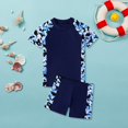 thumbnail image 2 of Toddler Boys Bathing Suit Short Sleeve Cartoon Swimsuit Quick Dry 2 Piece Bathing Suit Trunks and Rash Guard Swim Shirt,Blue,9Y, 2 of 2