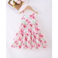 thumbnail image 3 of 4T Baby Girls Dress 5T Girls Sleeveless Dress Flower Print Toddler Girls Summer Floral Dress Suspender Dress Floral, 3 of 8