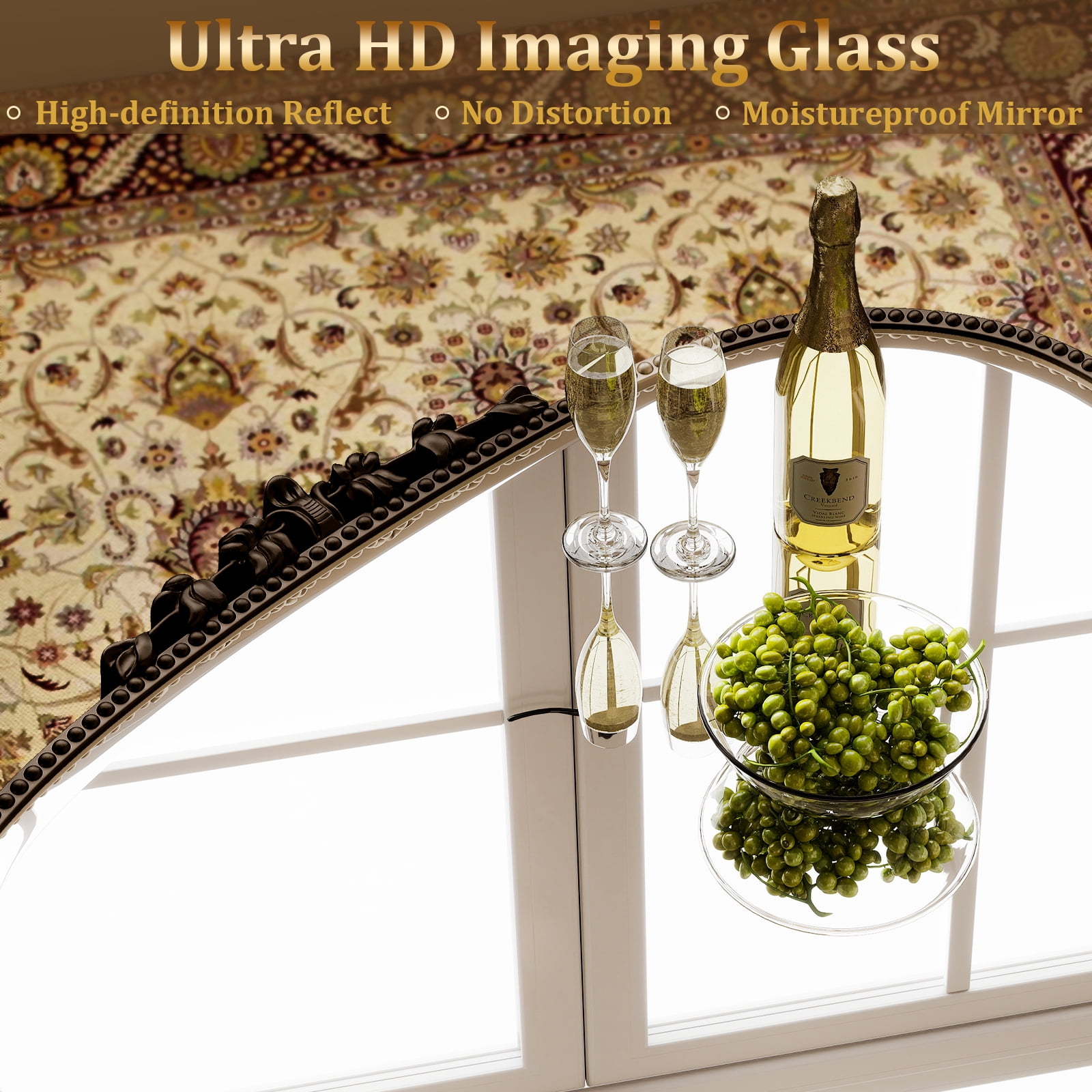 Clarvion 36"x27" Vintage Bathroom Mirror Arched Decorative Wall Mirror, Antique Bronze