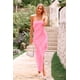 thumbnail image 3 of Vestido PRETTYGARDEN Cóctel Largo Sin Tirantes con Volantes Rosa Talla L, 3 of 8