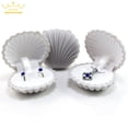 thumbnail image 3 of 1 Piece Shell Shape Lovely Velvet Wedding Engagement Ring Box For Earrings Necklace Bracelet Jewelry Display Gift Box Holder White, 3 of 6