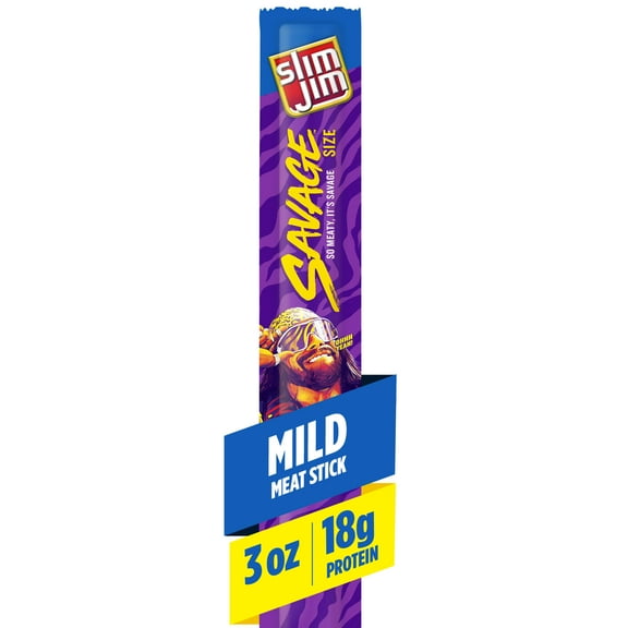 Slim Jim Savage Smoked Meat Sticks, Mild Flavor, High Protein, 3.0 oz.