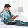 thumbnail image 6 of Picia Majestic Eagle Over Castle Pattern Men’s Long-Sleeve Sleepwear Set - Soft 2-Piece Loungewear with Pockets, Comfy PJs for Relaxing Nights-Medium, 6 of 7