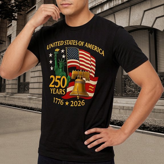 American 250 Anniversary Shirt Men's Patriotic Independence Day Graphic Casual Short Sleeve Comfort Tee Mens 4Th of July T Shirts Black L
