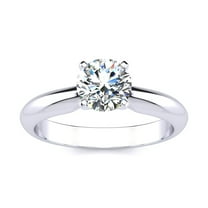 SuperJeweler 1 Carat Moissanite Solitaire Engagement Ring in 14 Karat White Gold