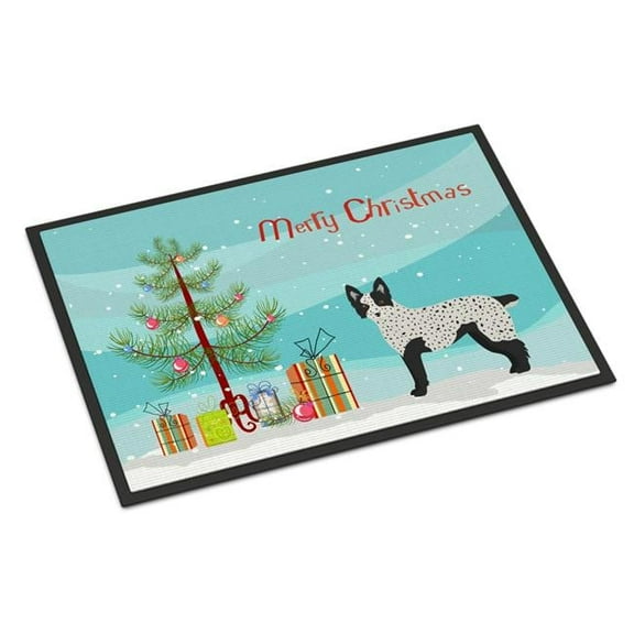 18 x 27 in. Texas Heeler Christmas Tree Indoor or Outdoor Mat