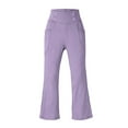 thumbnail image 4 of Tisuna Casual Pants For Little Girls Solid Color Elastic Waist Flare Leg Trousers Thermal Warm Big Kids Autumn Winter Stretchy Yoga Pants Purple Size 5-6 Years, 4 of 8